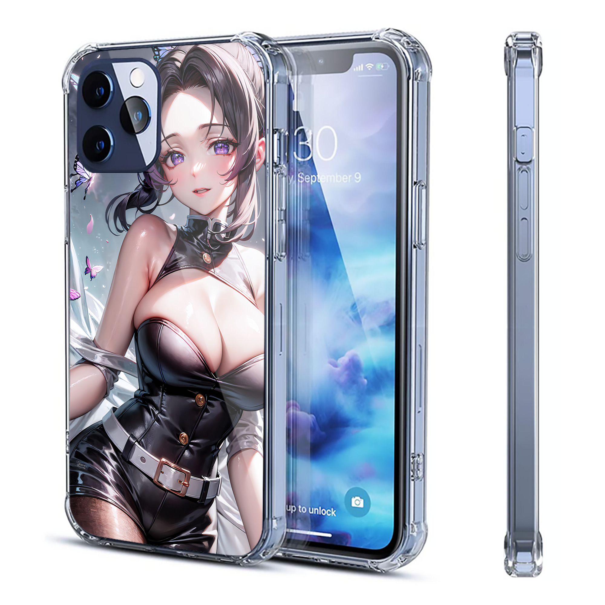 （画像用） 鬼滅の刃（きめつのやいば）蟲柱-胡蝶 しのぶ／こちょう しのぶ Kochou Shinobu 【iPhone 12シリーズ対応】透明スマホケース（クリアソフトケース）